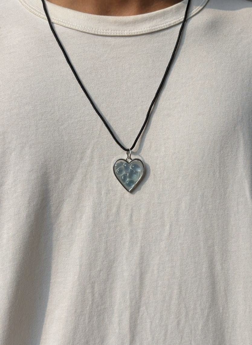 Glow-in-the-Dark Resin Heart Pendant Necklace
